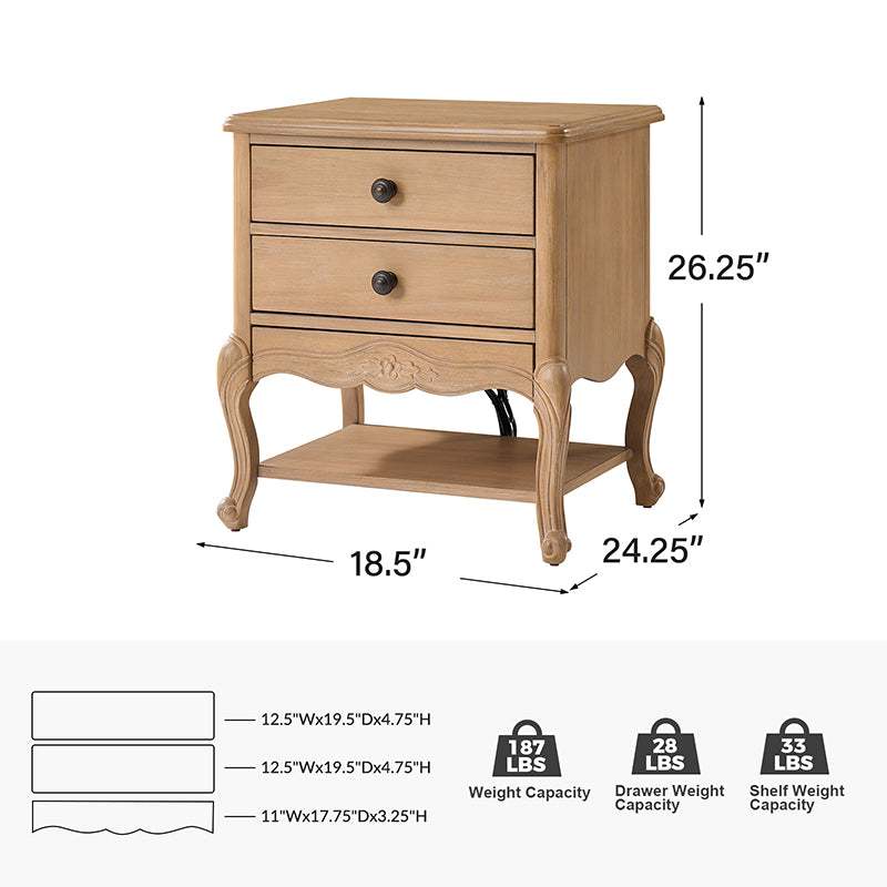 Nina Traditional Modern Exquisite Nightstand with Hidden Drawer