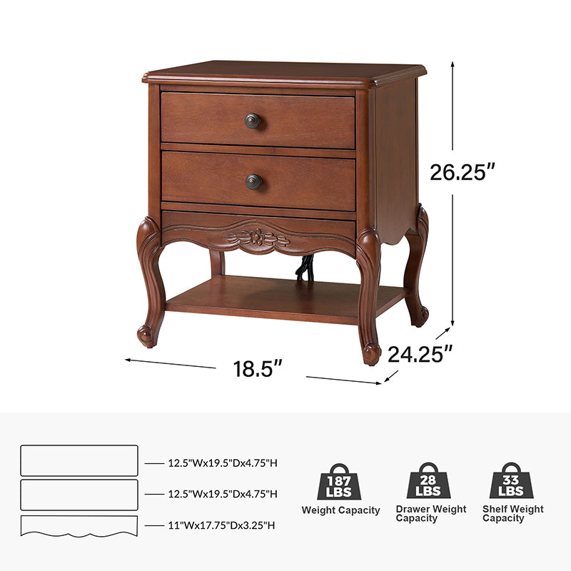 Nina Traditional Modern Exquisite Nightstand with Hidden Drawer