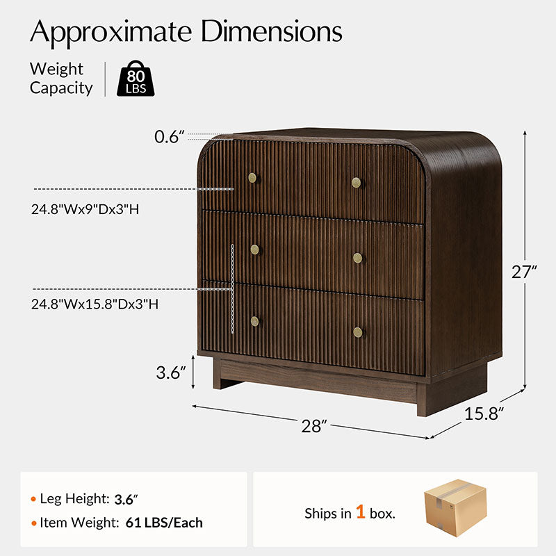 Albert Yanick 27" Tall 3-Drawer End Table