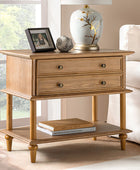 Multi-Functional Traditional Wood Nightstand with Open Shelf