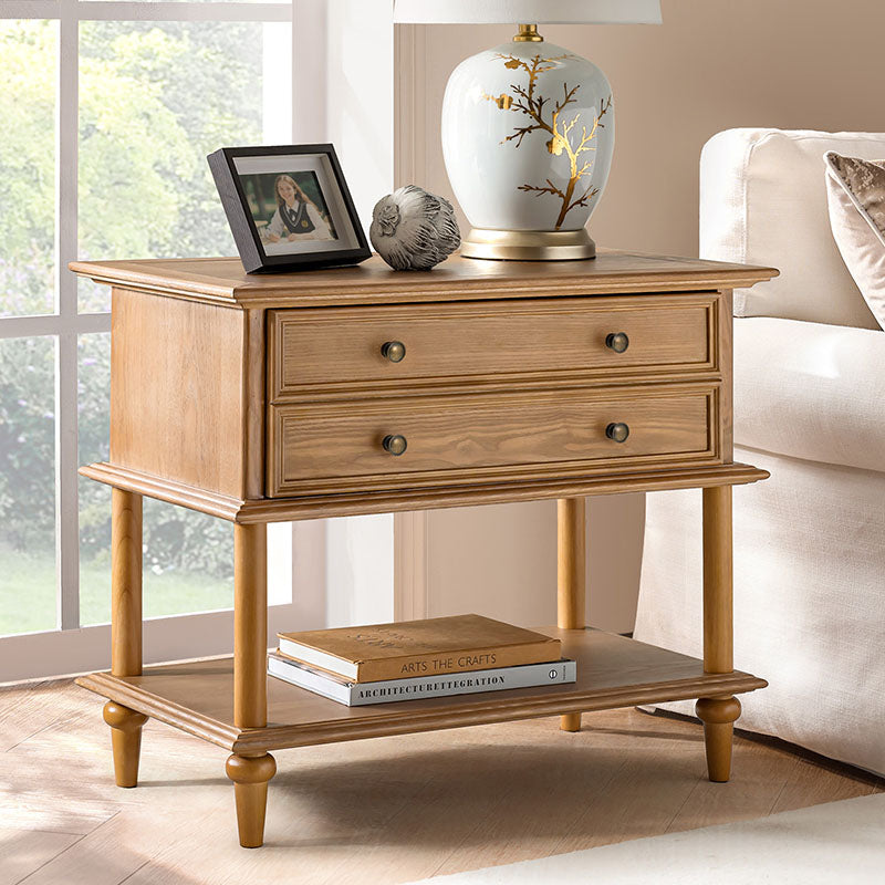 Multi-Functional Traditional Wood Nightstand with Open Shelf