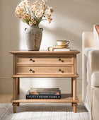 Multi-Functional Traditional Wood Nightstand with Open Shelf