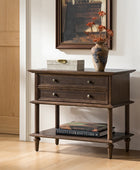 Multi-Functional Traditional Wood Nightstand with Open Shelf