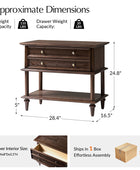 Multi-Functional Traditional Wood Nightstand with Open Shelf