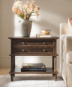 Multi-Functional Traditional Wood Nightstand with Open Shelf