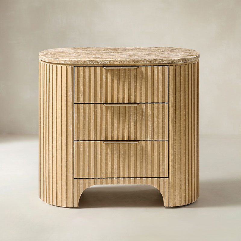 Arcua Fluted Marble Top Nightstand