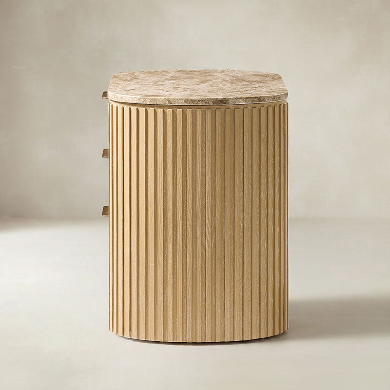 Arcua Fluted Marble Top Nightstand
