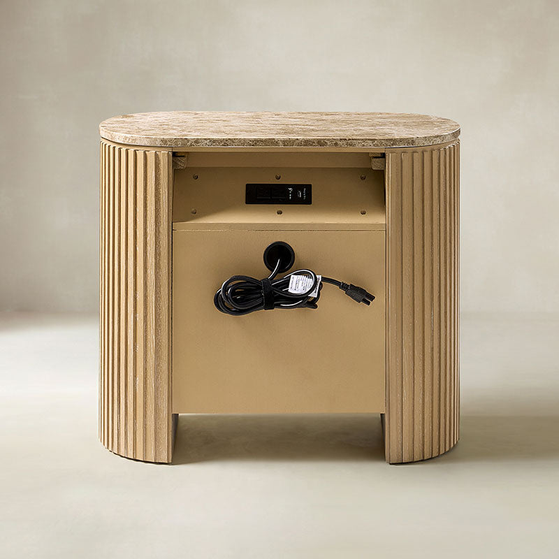 Arcua Fluted Marble Top Nightstand