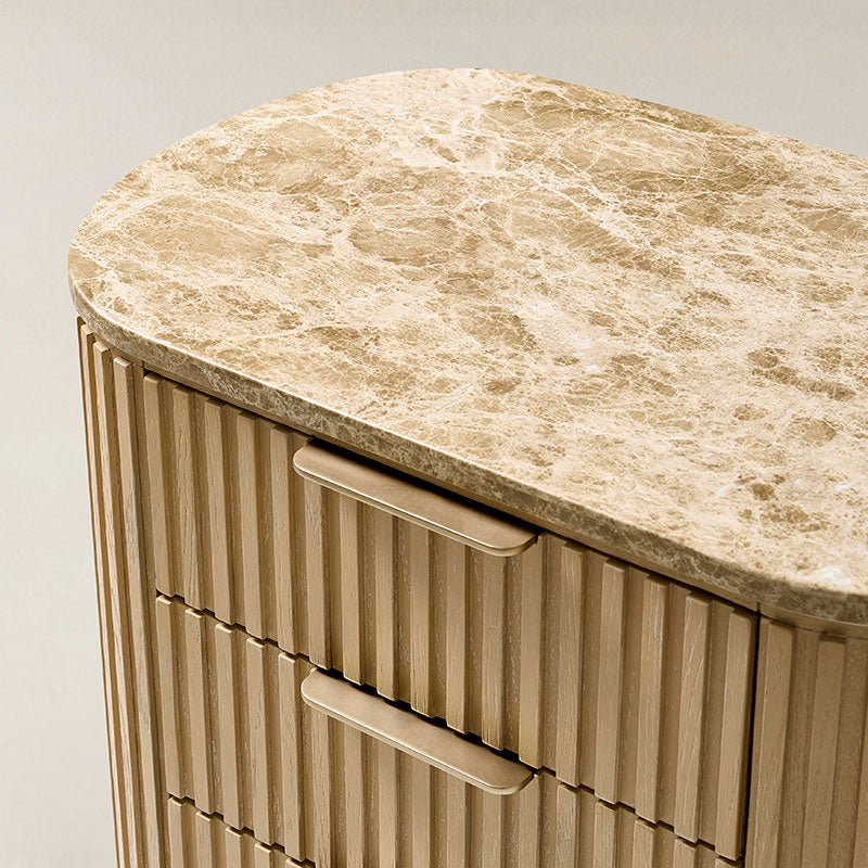 Arcua Fluted Marble Top Nightstand