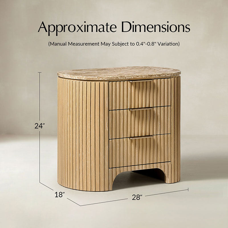 Arcua Fluted Marble Top Nightstand