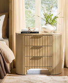 Arcua Fluted Marble Top Nightstand