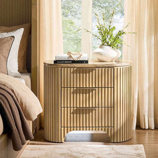 Arcua Fluted Marble Top Nightstand