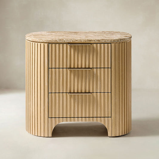 Arcua Fluted Marble Top Nightstand