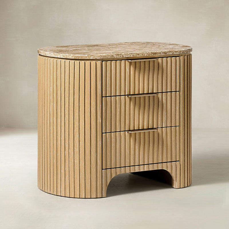Arcua Fluted Marble Top Nightstand