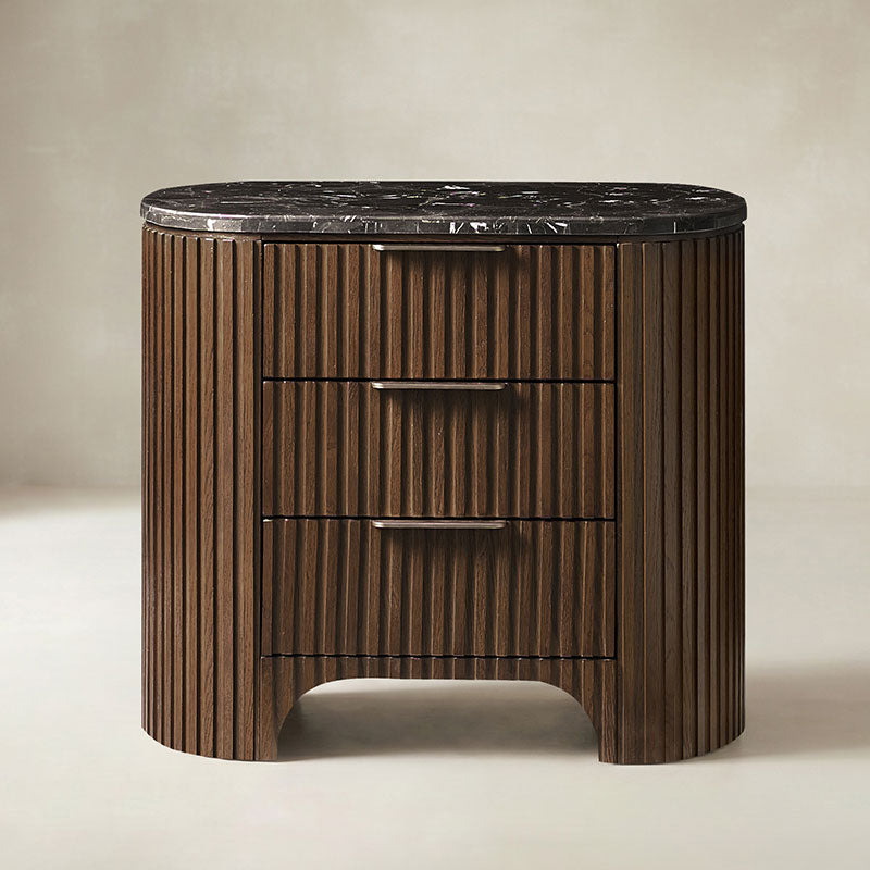 Arcua Fluted Marble Top Nightstand