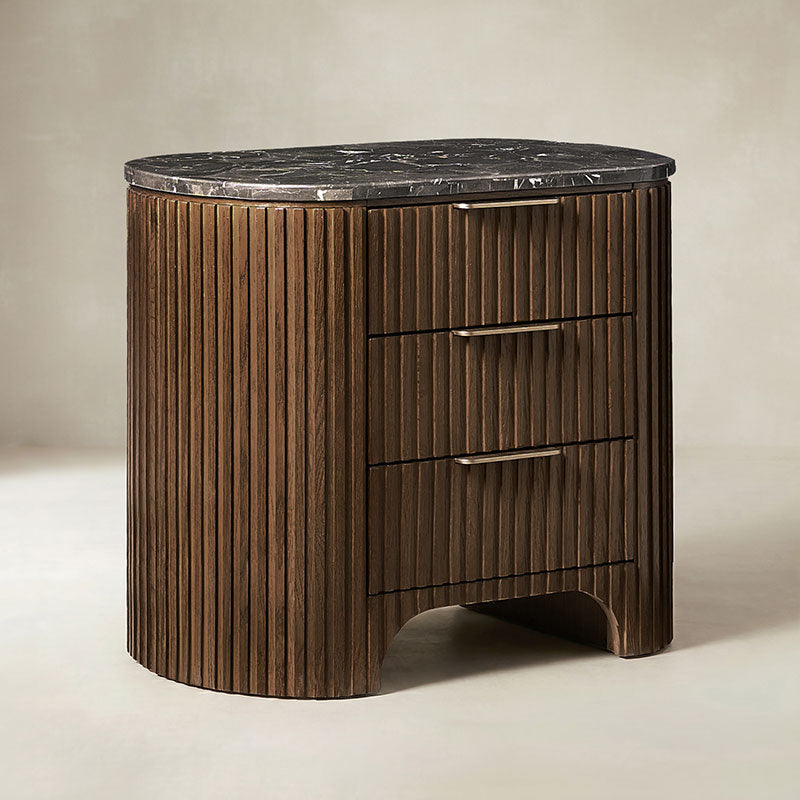 Arcua Fluted Marble Top Nightstand