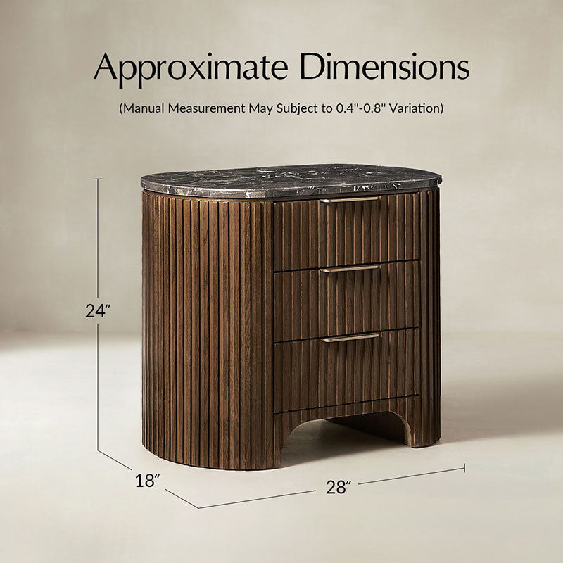 Arcua Fluted Marble Top Nightstand
