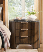 Arcua Fluted Marble Top Nightstand