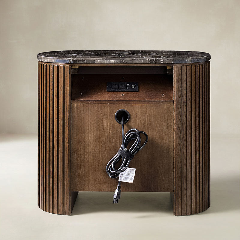 Arcua Fluted Marble Top Nightstand