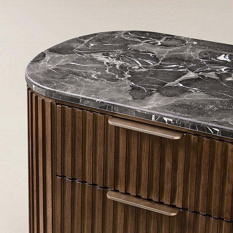 Arcua Fluted Marble Top Nightstand