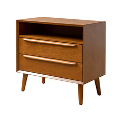 Lilian 2 - Drawer Mid Century End Table with Built-in Outlets(Optional Types)