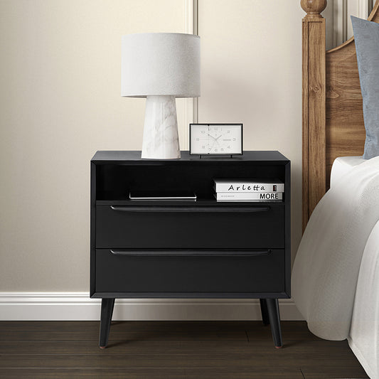 Lilian 2 - Drawer Mid Century Nightstand with Built-in Outlets(Optional Types)