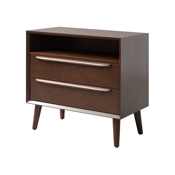 Lilian 2 - Drawer Mid Century End Table with Built-in Outlets(Optional Types)