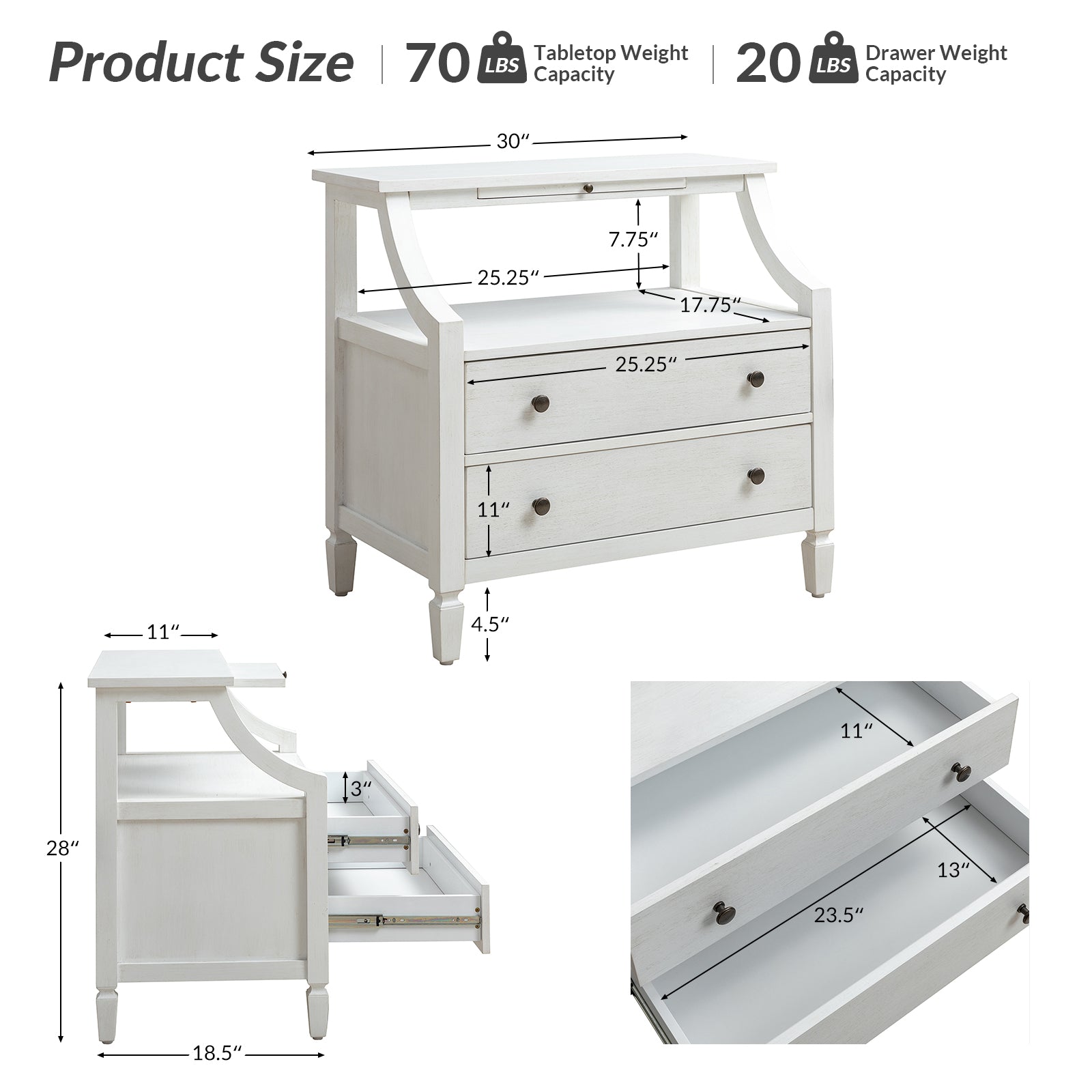 Grace 2 - Drawer Nightstand with Built-in Outlets