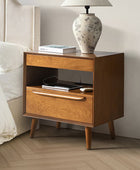 Giralda 2-Drawer Mid-century Modern Nightstand with Built-In Outlets