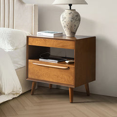 Giralda 2-Drawer Mid-century Modern Nightstand with Built-In Outlets