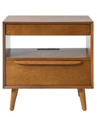 Giralda 2-Drawer Mid-century Modern Nightstand with Built-In Outlets