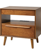 Giralda 2-Drawer Mid-century Modern Nightstand with Built-In Outlets