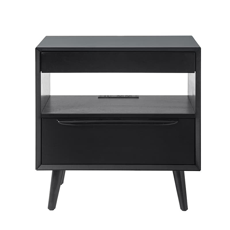 Giralda 2-Drawer Mid-century Modern Nightstand with Built-In Outlets