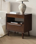 Giralda 2-Drawer Mid-century Modern Nightstand with Built-In Outlets