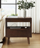 Giralda 2-Drawer Mid-century Modern Nightstand with Built-In Outlets