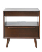 Giralda 2-Drawer Mid-century Modern Nightstand with Built-In Outlets