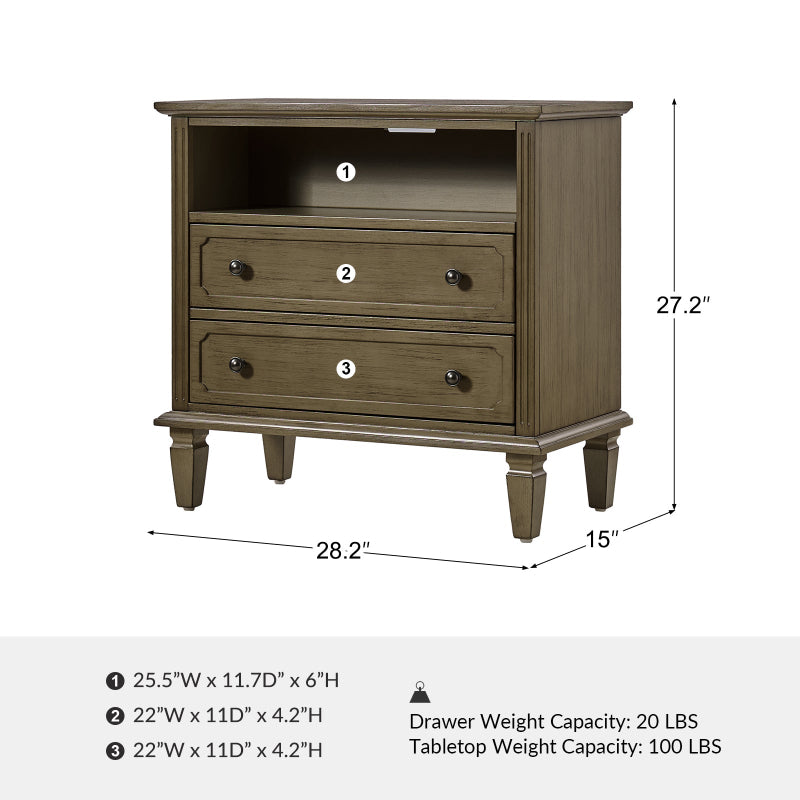 Galatea 2 - Drawer Solid Wood End Table Chest(Optional Types)