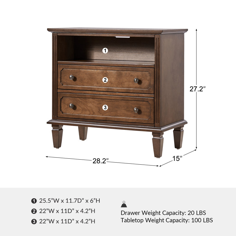 Galatea 2 - Drawer Solid Wood End Table Chest(Optional Types)