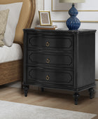 Bernhard 3-Drawer Traditional Style Nightstand Chest with Built-In Outlets