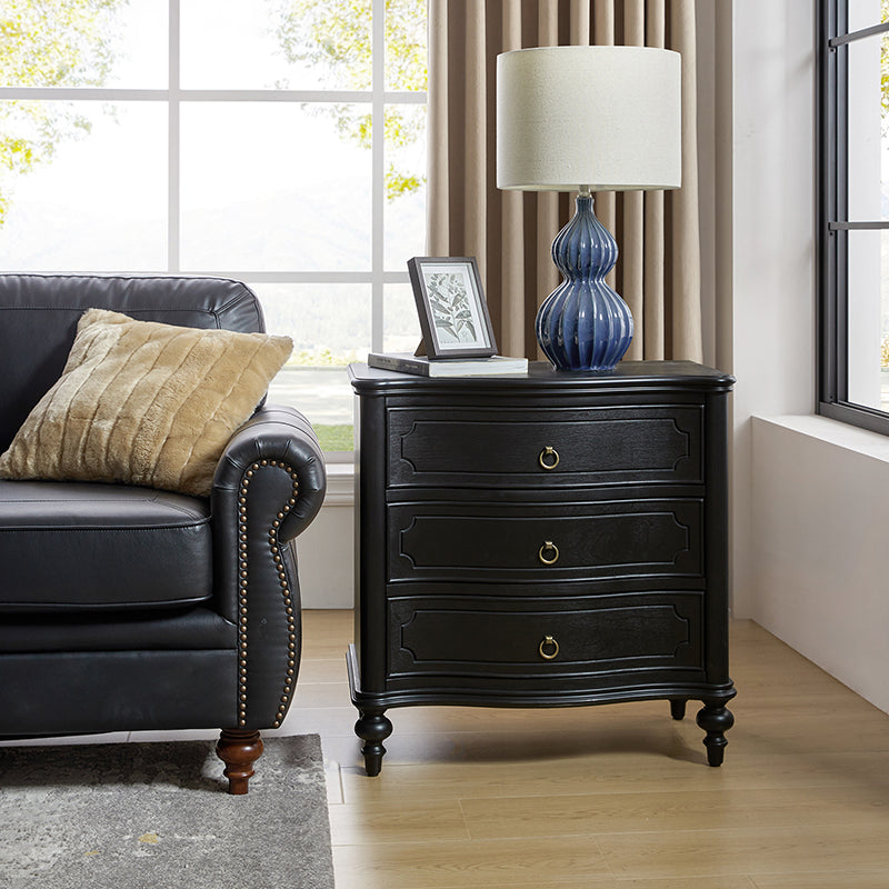 Bernhard 3-Drawer Traditional Style Nightstand Chest with Built-In Outlets