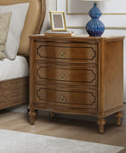 Bernhard 3-Drawer Traditional Style Nightstand Chest with Built-In Outlets