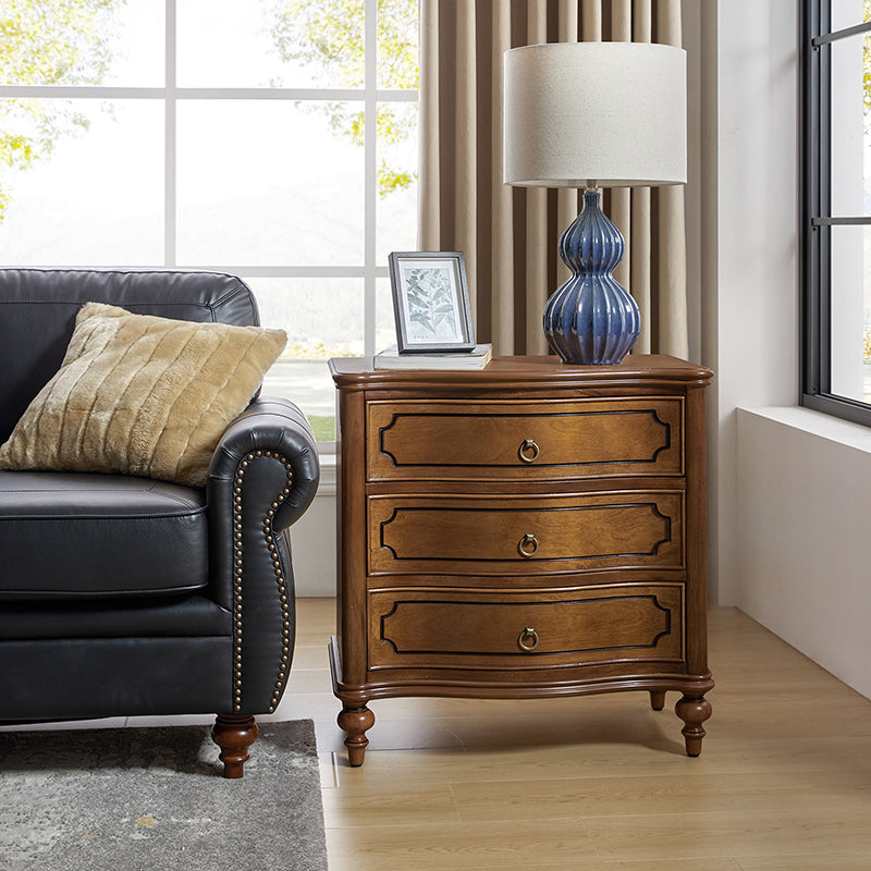 Bernhard 3-Drawer Traditional Style End Table Chest with Built-In Outlets(Optional Types)