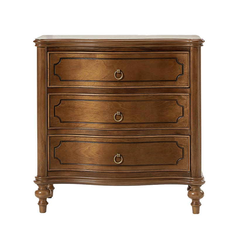 Bernhard 3-Drawer Traditional Style Nightstand Chest with Built-In Outlets