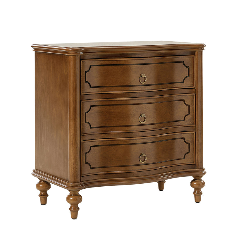 Bernhard 3-Drawer Traditional Style Nightstand Chest with Built-In Outlets