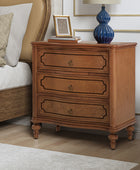 Bernhard 3-Drawer Traditional Style Nightstand Chest with Built-In Outlets