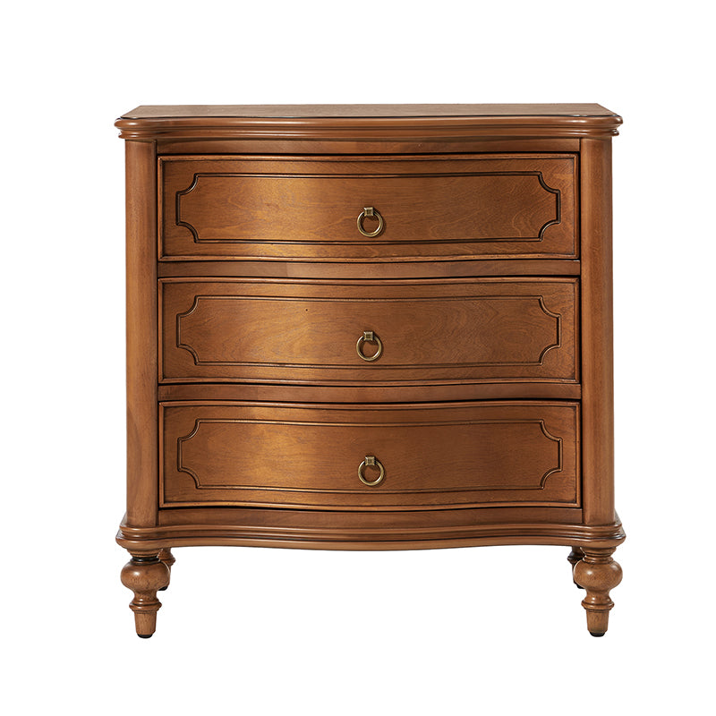 Bernhard 3-Drawer Traditional Style Nightstand Chest with Built-In Outlets