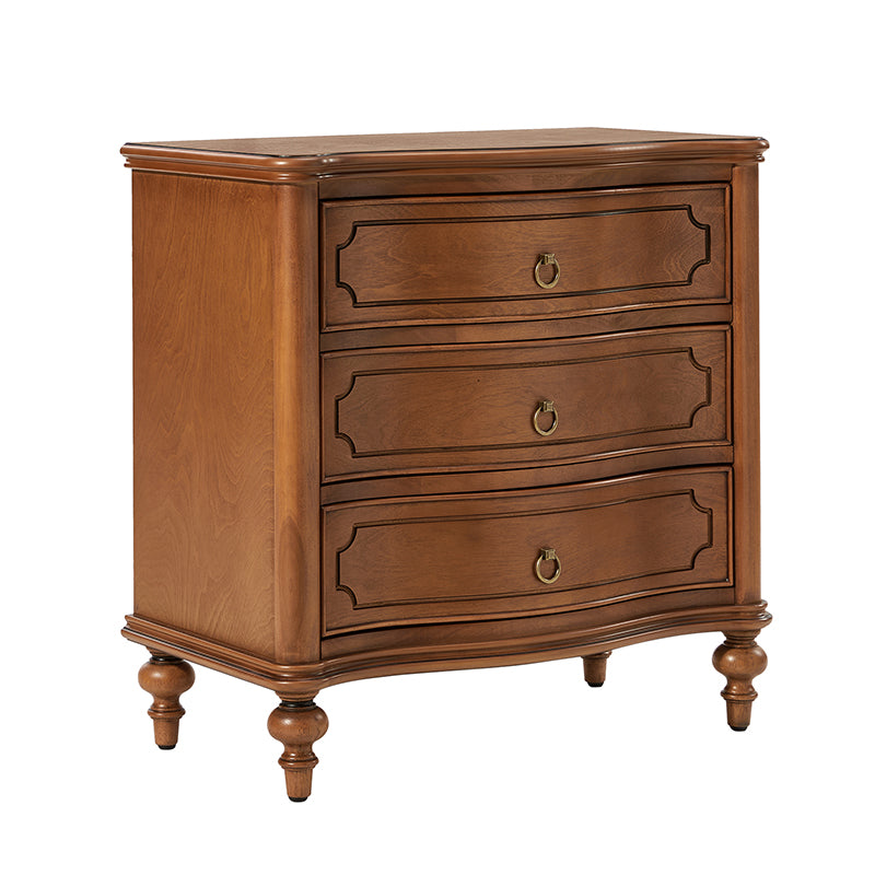 Bernhard 3-Drawer Traditional Style Nightstand Chest with Built-In Outlets