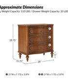 Bernhard 3-Drawer Traditional Style Nightstand Chest with Built-In Outlets