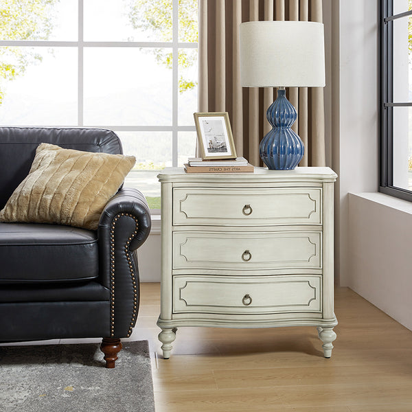 Bernhard 3-Drawer Traditional Style End Table Chest with Built-In Outlets(Optional Types)