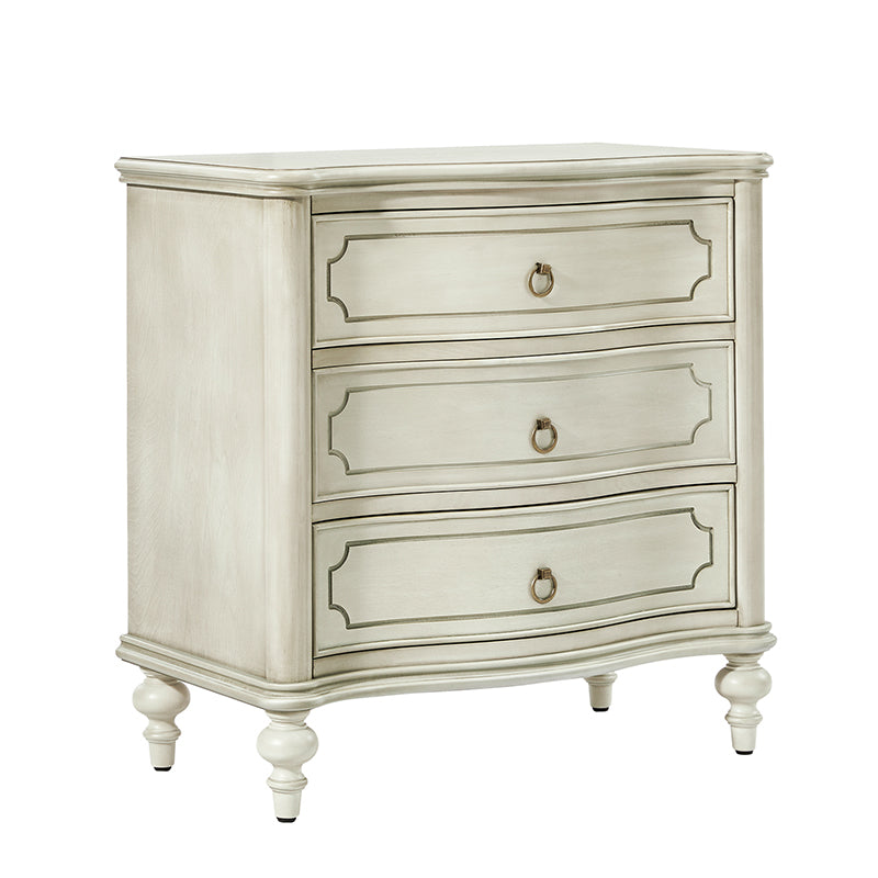 Bernhard 3-Drawer Traditional Style Nightstand Chest with Built-In Outlets